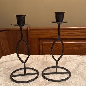 Elegant Wrought Iron Black Metal Candle Holders